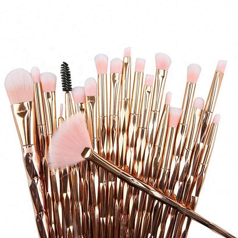 Multi-Function Brushes Kit 20 Pieces Makeup Brushes/Wooden Handle Rose Gold Brush Set/Custom Logo Make Up
