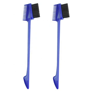 Black personalized custom edge control popular mini pocket women edge brush and comb double