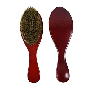medium hard 100% boar bristle wave brush with long handle mens wood hair brush