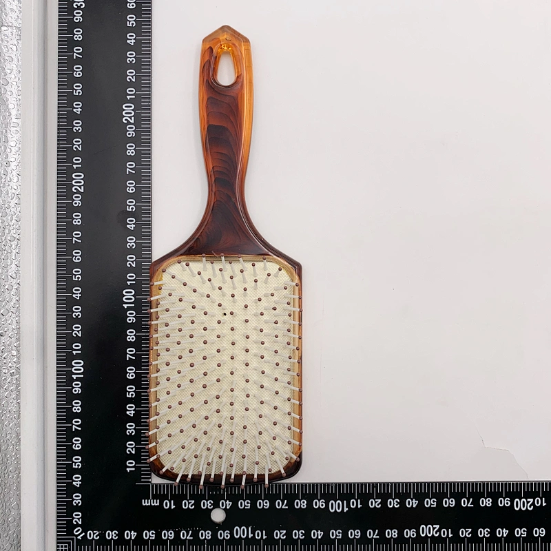 Wholesale Amber Paddle Cushion Plastic Hair Brush Soft Nylon Bristle Detangling Logo Hair Brush for hair extensions