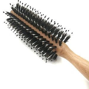 wholesale custom logo wooden 100% boar bristle hard wave crown hair brush curved for mens