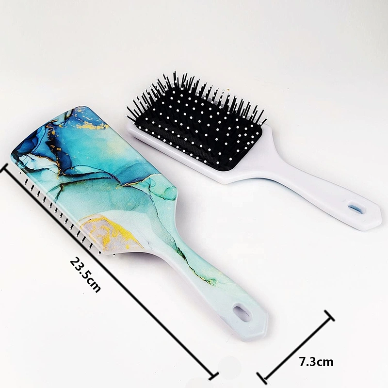 2020 New Design Marble Cushion Plastic Hair Brush Private Label Detangle Magic Paddle