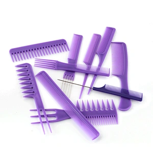 Xinlinda brand purple color personalized plastic hair travel  hairdressing hair coloring comb set