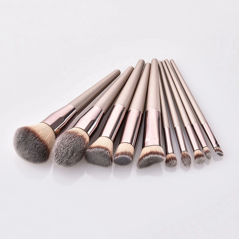 Gold Foundation Powder Blush Kabuki Make up Tools Beauty Brochas De Maquillaje Makeup Brushes Set Champagne Fan Brush Eye Shadow