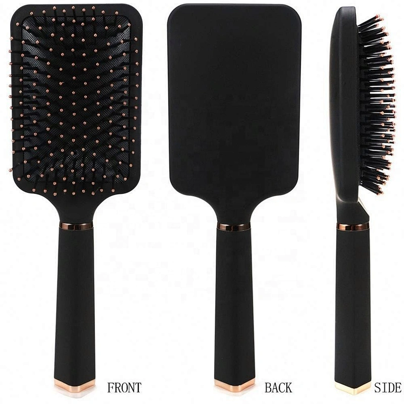 Black Paddle Cushion Hair Massage Brush Professional Comb