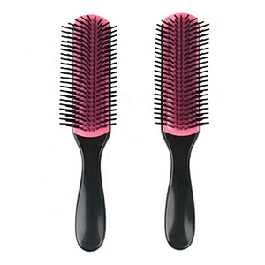 New coming customized logo cheap durable brush set 9 rows strong bristles denman brush