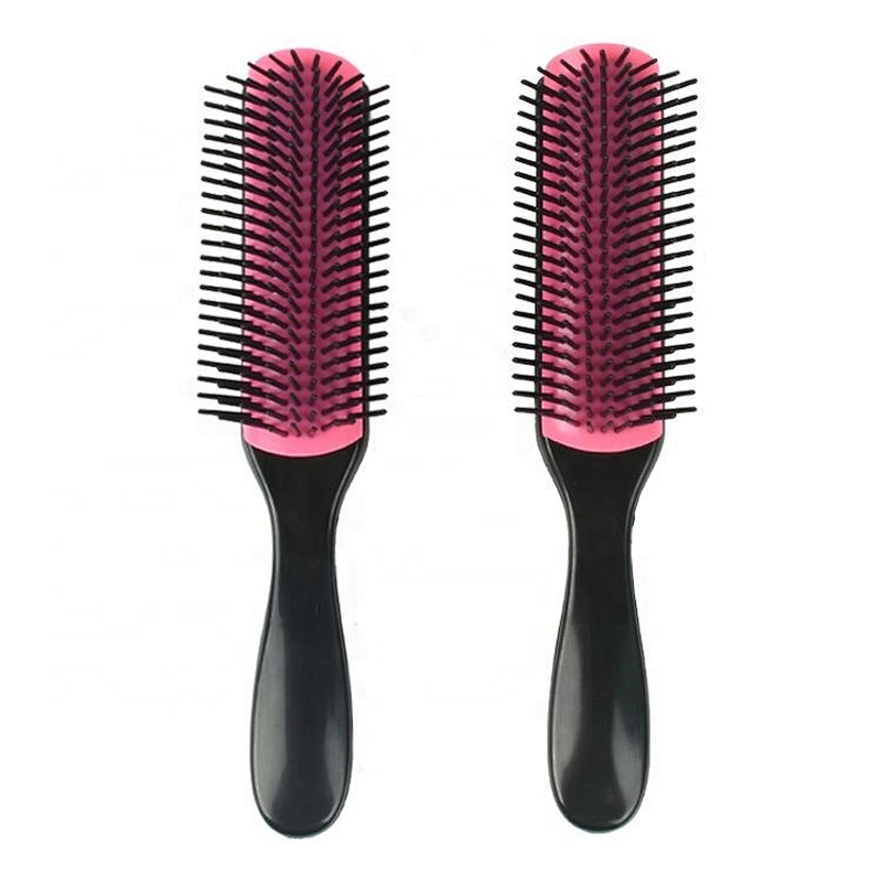 New coming customized logo cheap durable brush set 9 rows strong bristles denman brush