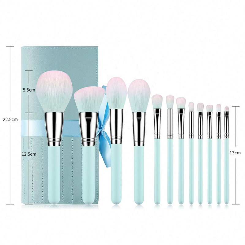 Top Selling On Amazon 12Pcs Makeup Brush Professional Tools Green Private Label Brushes Set