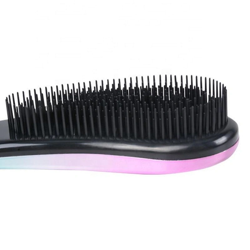OEM Hair Brushes Fashional Electroplating Pink Green Color Custom Logo Plastic Bristles Hairbrush Detangle