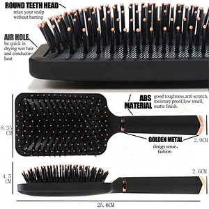 Black Paddle Cushion Hair Massage Brush Professional Comb