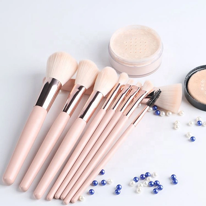 9 Piece Wooden Handle Material Cosmetic Travel Makeup Brush Set