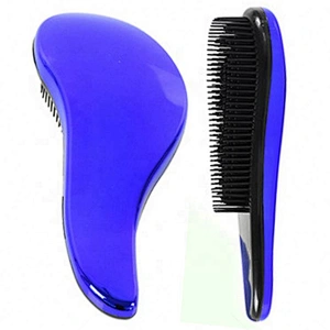 Hot sale hair styling tools barber care free sample electroplating dark blue custom detangle hair brush
