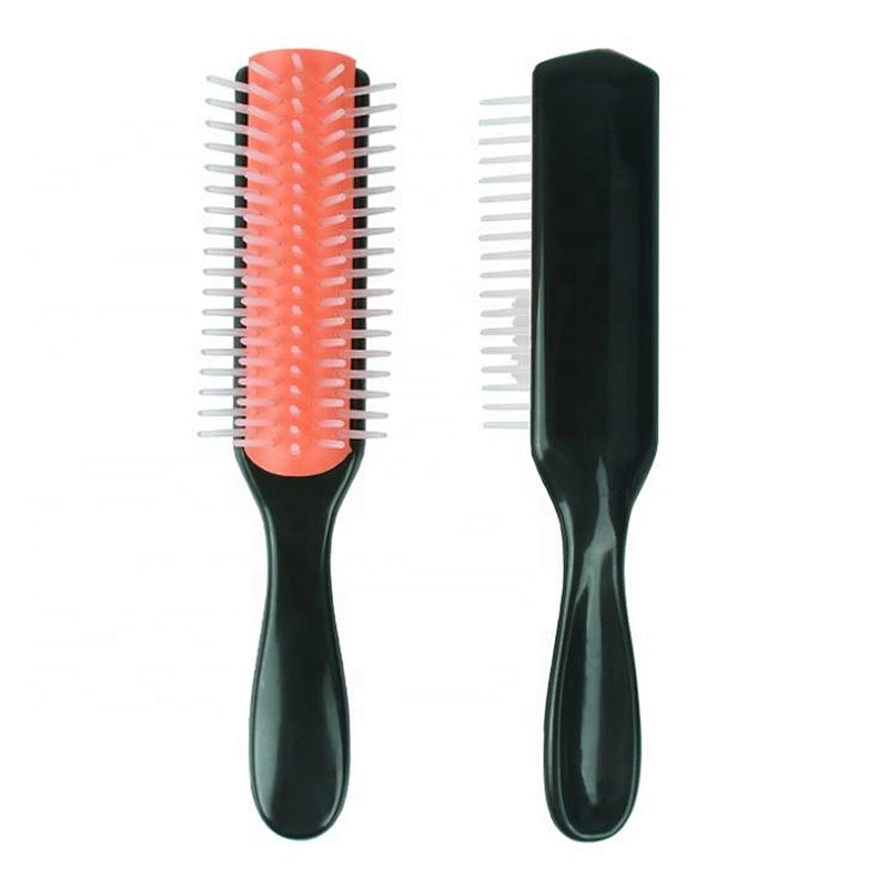 Professional custom logo Anti-Static hard bristle small size salon hair kit black mens styling denman brush