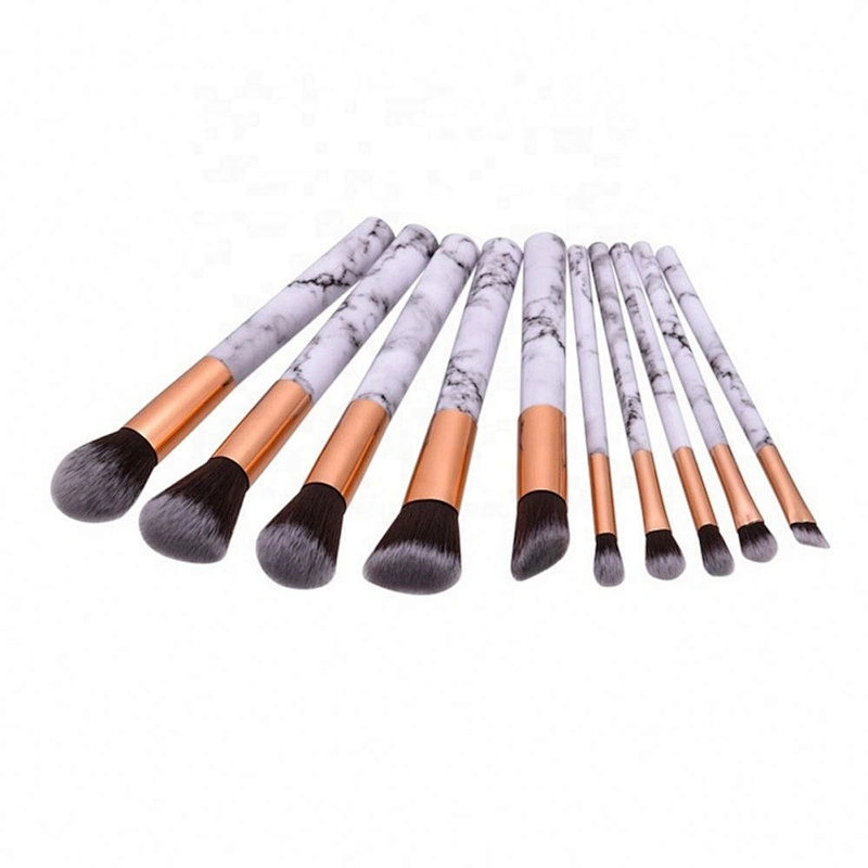Professnial Women Makeup Brushes Extremely Soft Brush Set 10Pcs Foundation Powder Marble Make Up Tools