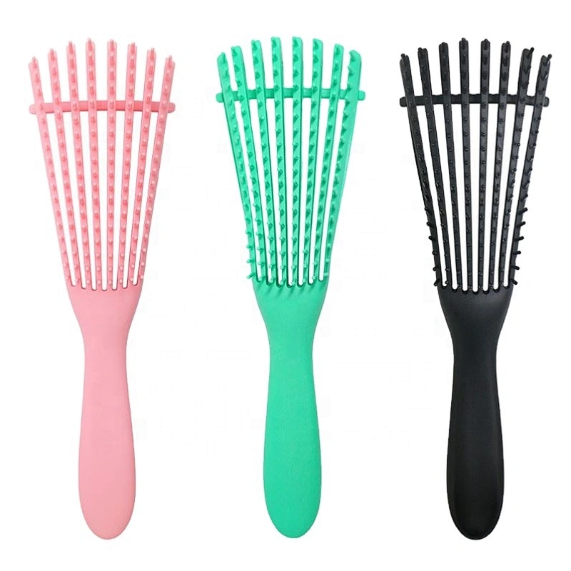Wholesale Custom Logo Products Eight Rows Detangling Massage Detangle Hair Brush For Curly