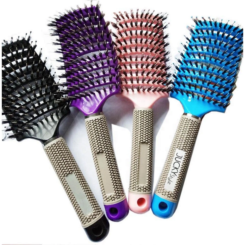 Boar Bristle Hair Brush,Curved Vented Professional Detangling Brush For Long,Thick,Thin Curly & Tangled Vent