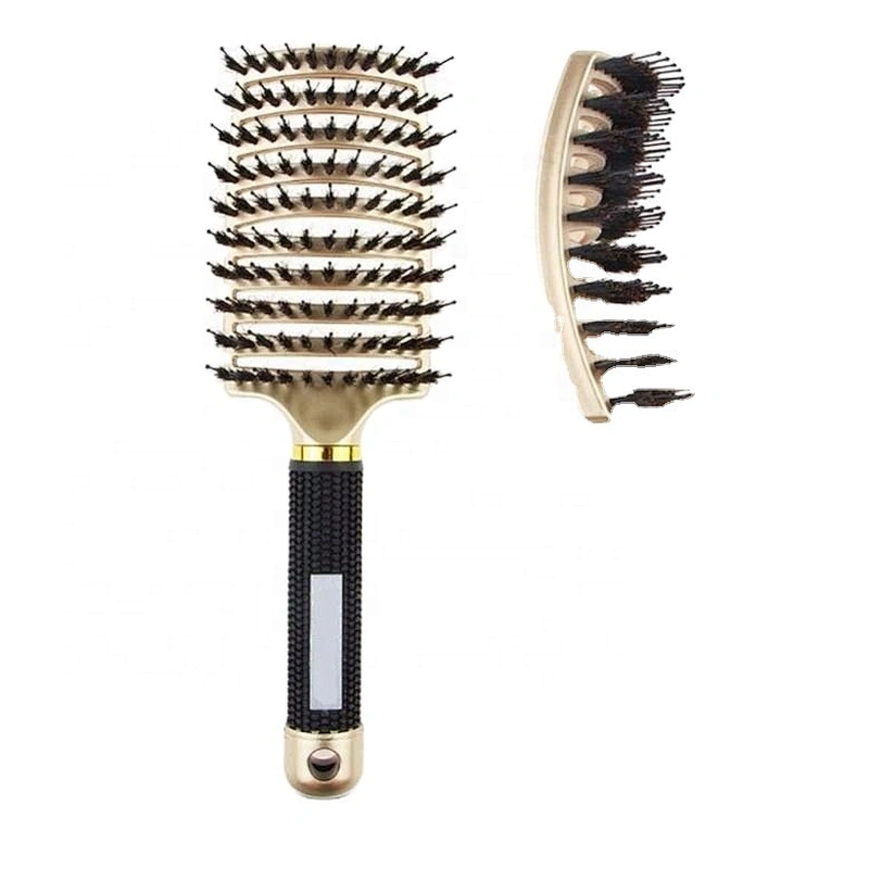 Customized Curved Vented Detangling Wave Brush Boar Bristle Hair