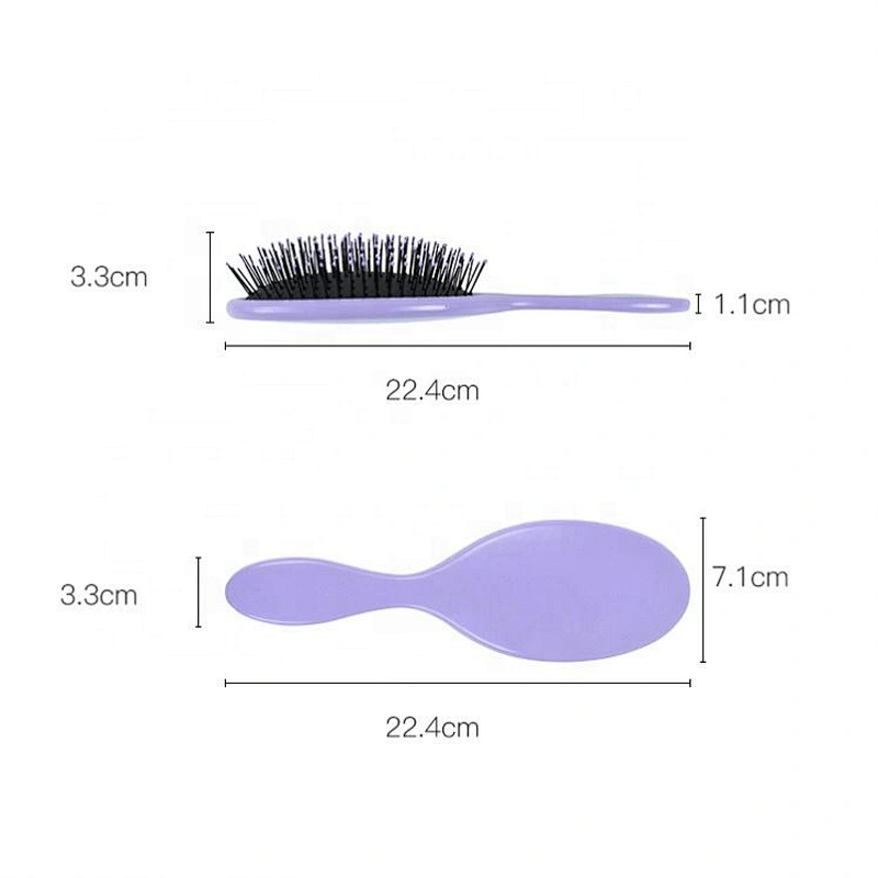 Wholesale oem hairbrush rubber finishing nylon bristle scalp massage detangling hair brush