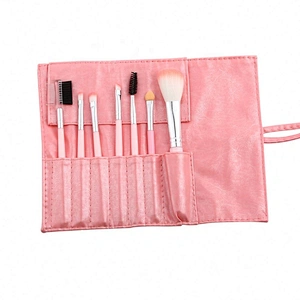 Wholesales 7 Pcs Professional Plastic Make Up Brush Label Makeup Bag Set