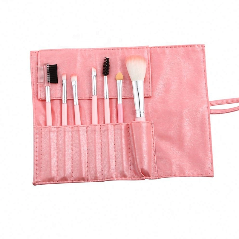 Wholesales 7 Pcs Professional Plastic Make Up Brush Label Makeup Bag Set
