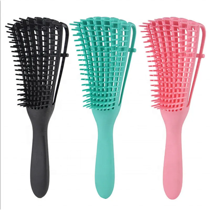 Black Wet/Dry Use Curved Comb Curly Anti-Static Labyrinth Detangle Flexible Vent Large Natural Hair Brush