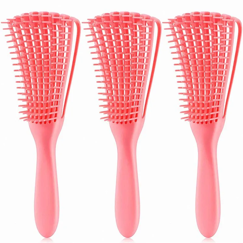 Wholesale Custom Logo Products Eight Rows Detangling Massage Detangle Hair Brush For Curly