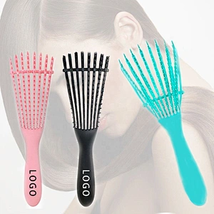 Wholesale Women's Detangling Hair Brush Plastic Handle Vented Eight Rows Octopus Comb Spare Ribs Dryer