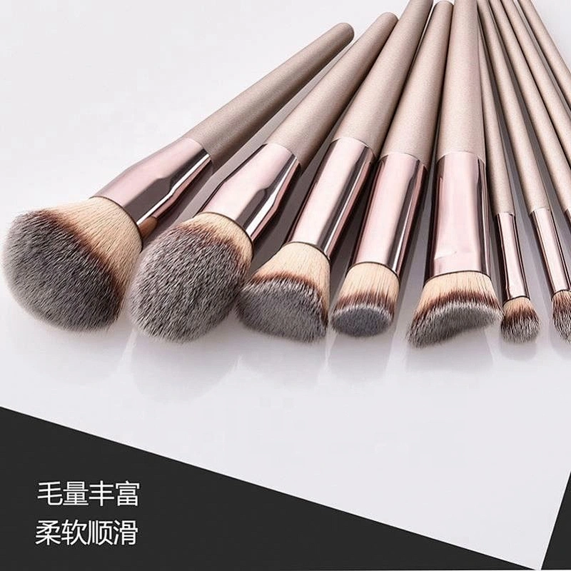 Private Label New 14 Champagne Gold Makeup Cosmetic Brush Set Blush Eye Shadow Tool