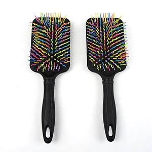 Natural big size paddle hairbrush custom logo rainbow hair brush for woman