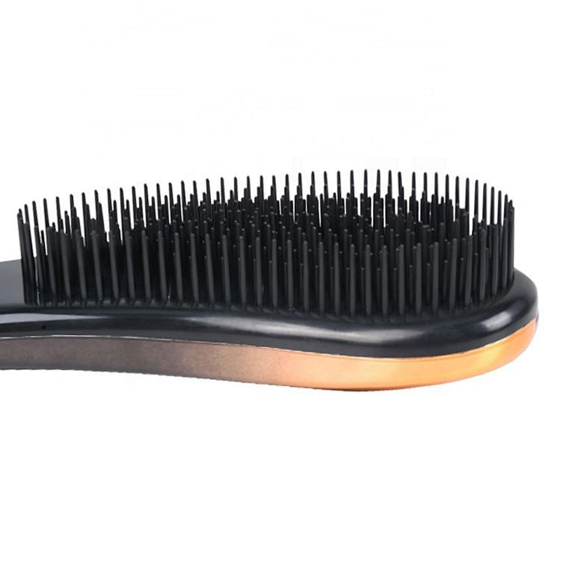 Electroplating shiny gold black two colors change TPEE bristles detangler custom tangle detangling hair brush