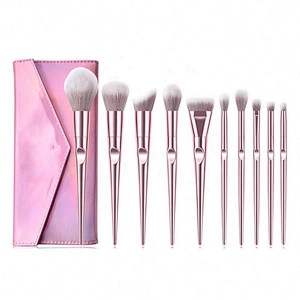AMEIZII 10Pcs Makeup Brush Set With Case Rose Gold Brochas De Maquillaje Professional Make Up Brushes