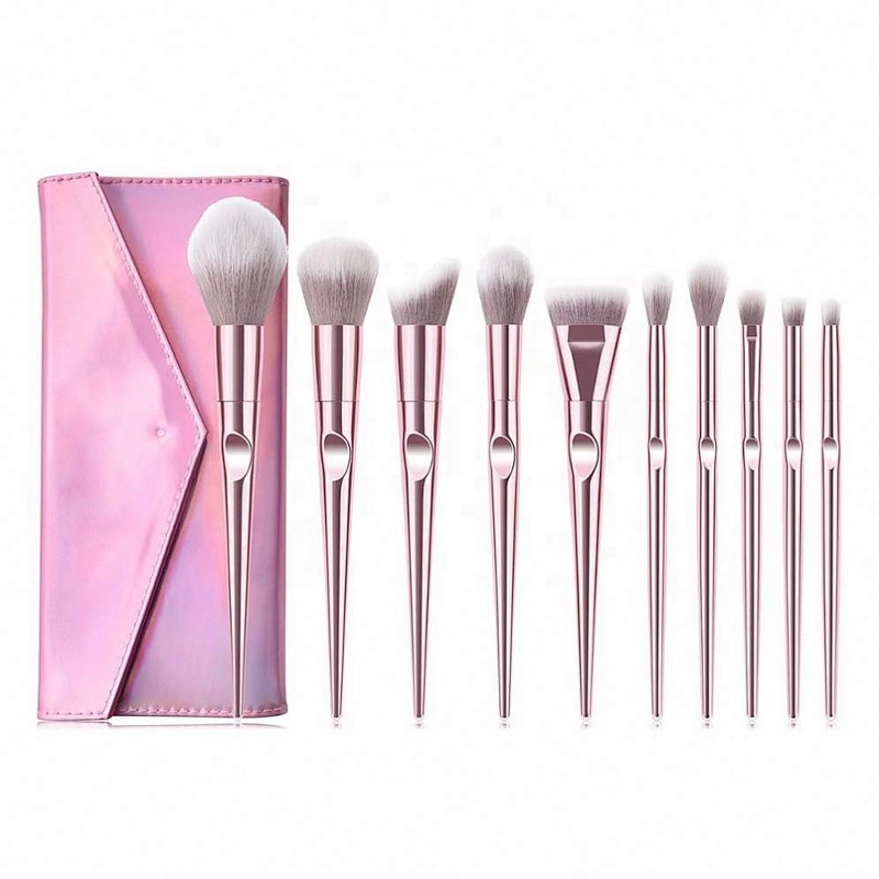 AMEIZII 10Pcs Makeup Brush Set With Case Rose Gold Brochas De Maquillaje Professional Make Up Brushes