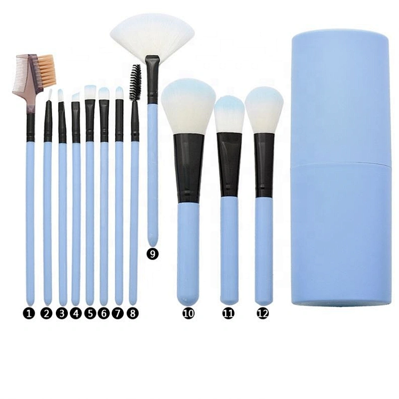 Private Label Have Oval Makeup Brush Set Barrel 12 Pcs Foundation Eye Shadow Lash Brow