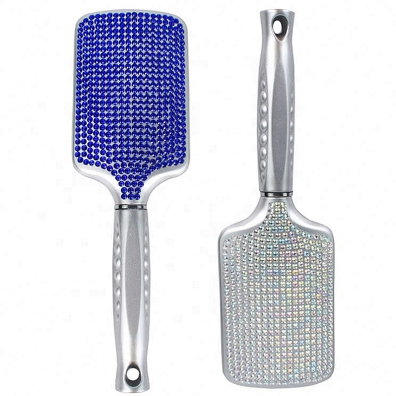 Custom Logo Luxury Handmade Crystal Paddle Brush Air Cushion Rhinestone Bling hair brush For Women