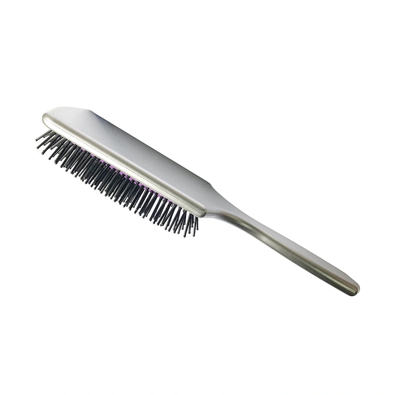 Xinlinda brand fashion popular shiny sliver plastic beauty salon care cushion paddle massage hair brush