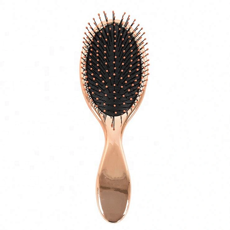 Multi-color Girls Princess Wholesale Factory Small MOQ Massage Cushion Electroplated Hair Brush Rose Gold Round Vent Paddle