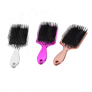 Hot sale ningbo middle size hair brush paddle electroplating golden adult hair brush