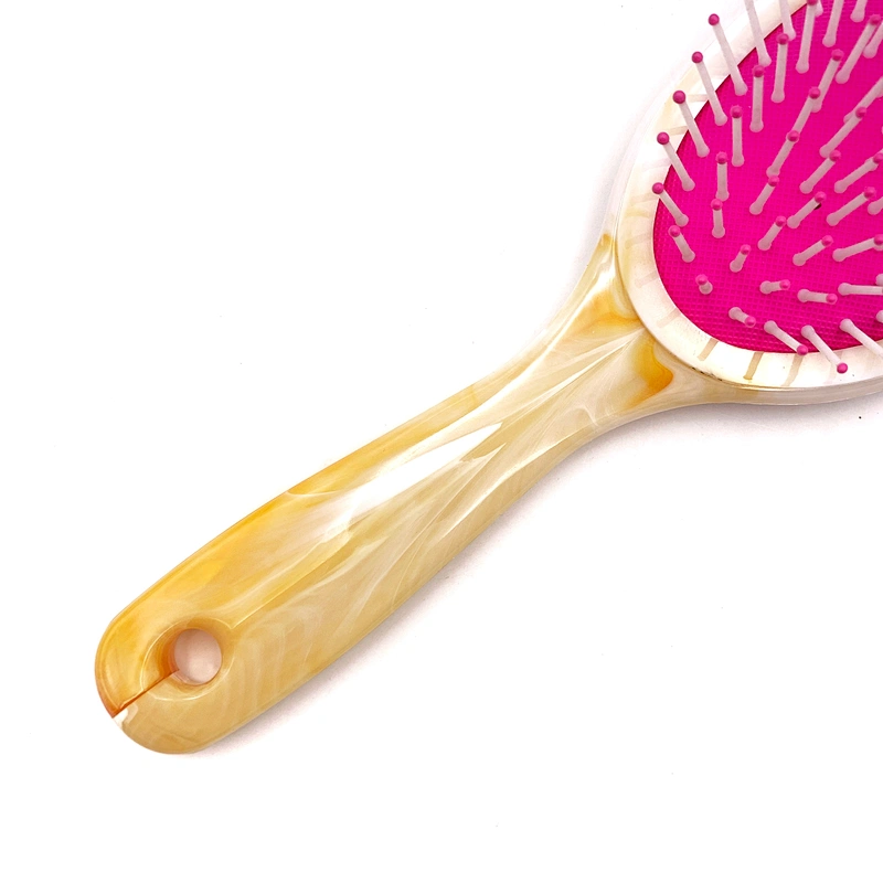 Wholesale Professional Water Transfer Printing Wet & Dry Plastic Cushion Ellips Massage Hair Brush Handle