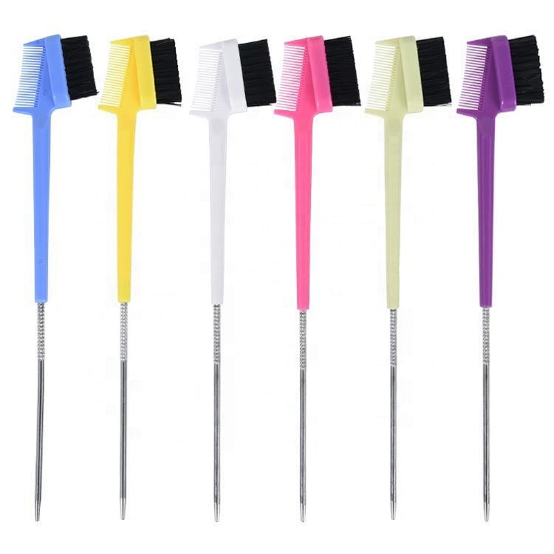 Styling tools teasing nylon extension mini double sided eyebrow brush colorful stocked edge control brush