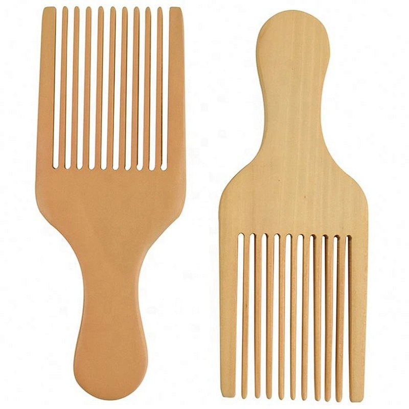 Factory wholesale custom logo eco friendly natural wood afro hair pick comb for man and woman