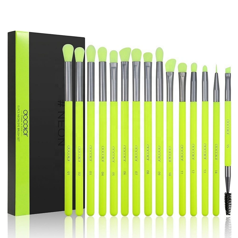 Factory Price Docolor 15Pcs Neon Eye Brush Set Wholesale