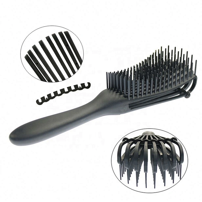 Private Logo One Piece Plastic Handle Styling Hair Brush Wet Detangling Flexible