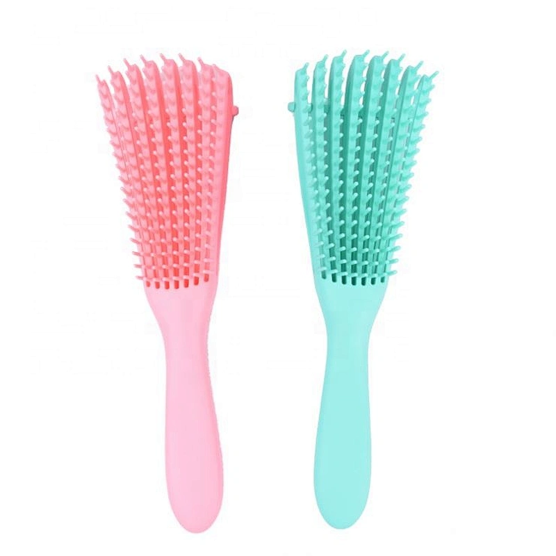 Amazon Hot Sale Custom Logo Women's Hair Detangling Brush Plastic 8 Rows Anti-Static Scalp Massage Fast Drying Hairbrush