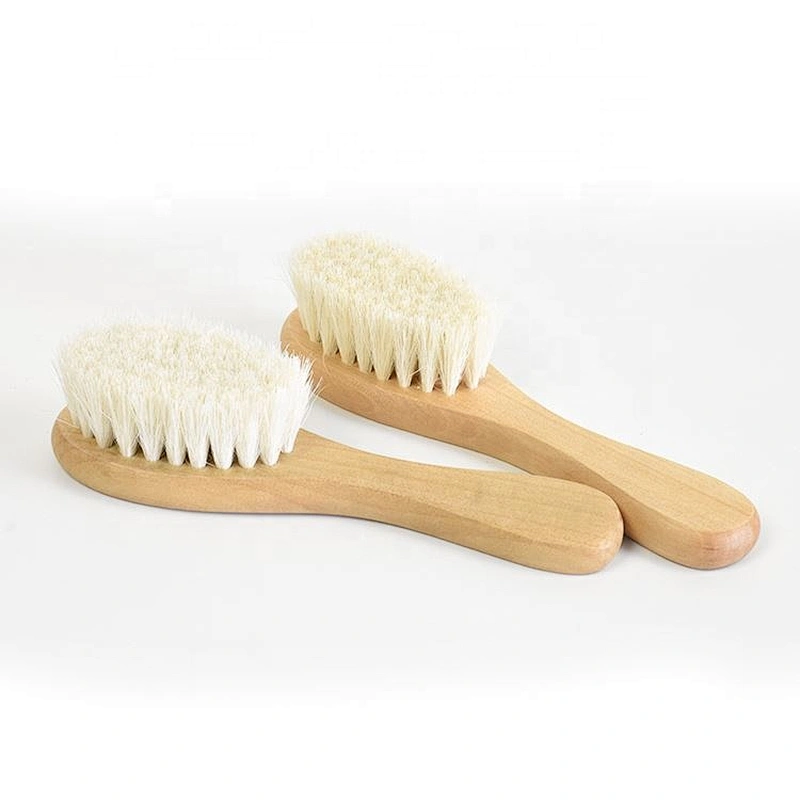 natural wood small kids pocket mini goat hair brush, baby hair brush and comb set