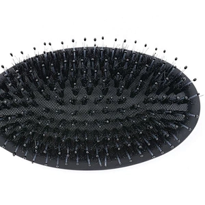 Adult original detangler antistatic black oval brush rubber cushion natural nylon boar bristle hairbrush