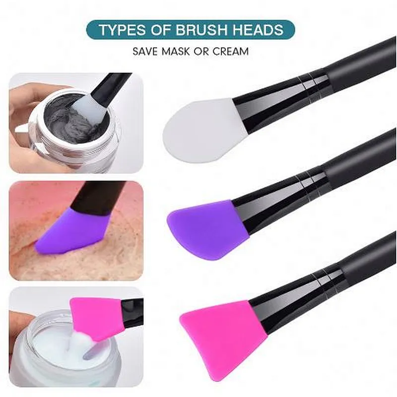 Facial Mask Brush Makeup Set Soft Silicone 3pcs Foundation Eye Shadow Flat Brush Face Concealer Wood Eyeliner BLUSHER