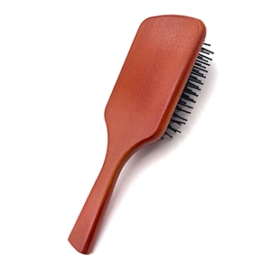 Custom Hair Brush Natural Wooden Bamboo Paddle Brush Detangler Comb Massage Scalp Set Denman hair brushes