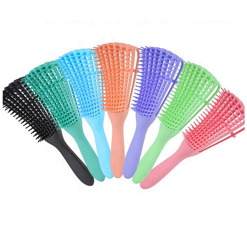 Wholesale Custom Logo Products Eight Rows Detangling Massage Detangle Hair Brush For Curly
