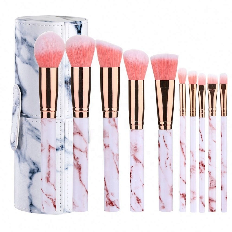 Hot Popular Marble Makeup Brushes 10Pcs Delicate Cosmetics Kit Foundation Powder Blush Contour Make Up Brush
