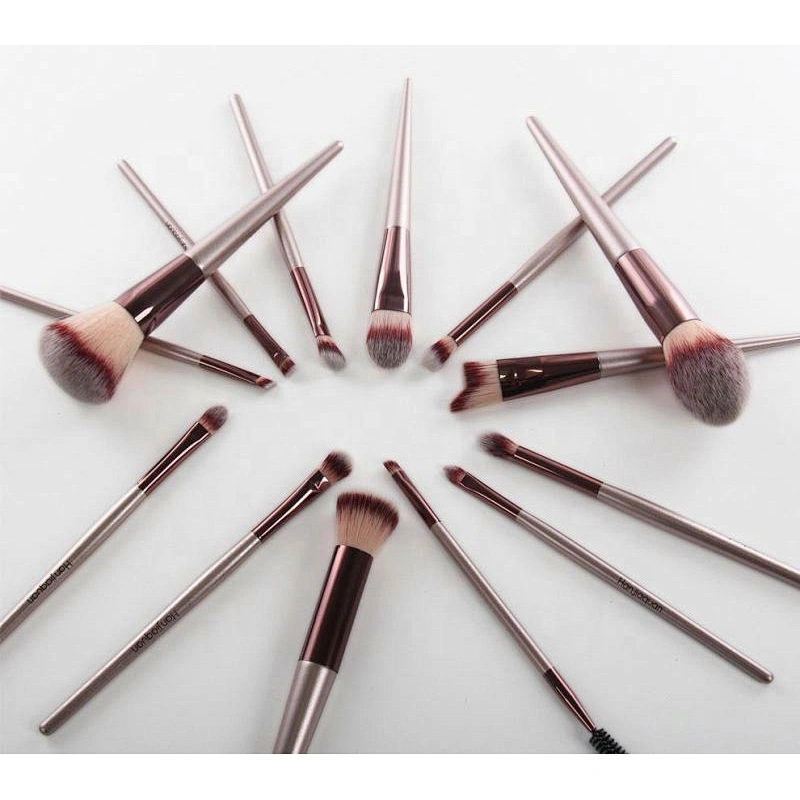 Private Label New 14 Champagne Gold Makeup Cosmetic Brush Set Blush Eye Shadow Tool